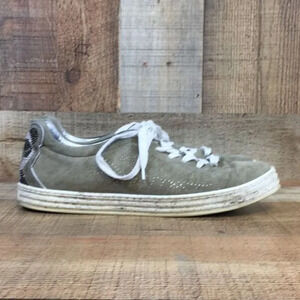 Maripe Sneakers Womens 40 Green White Bear Rhinestone Studded Distressed‎ Shoes